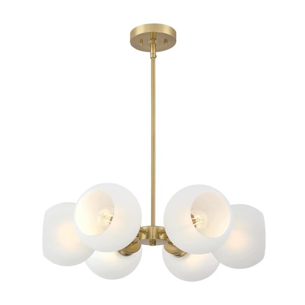 Westinghouse Chandelier 60W 6-Light Dorney Champagne Brass Frosted Glass 6128100 - main